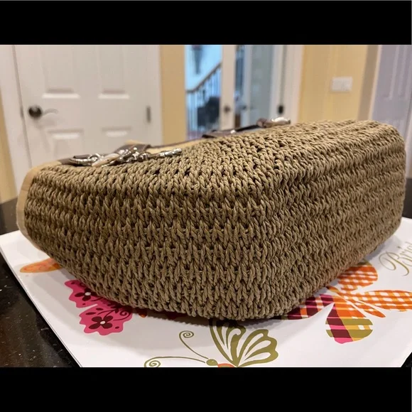 BRIGHTON NAUTICAL ACCENTS JUTE AND LEATHER SHOULDER BAG HANDBAG PURSE - Picture 11 of 13